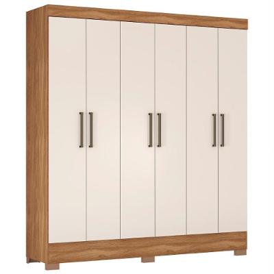 Guarda Roupa Casal 180cm 6 Portas Vanci D02 Amêndola-off - Mpozenato