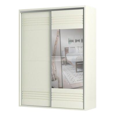 Guarda Roupa Solteiro Com Espelho 179cm 2 Portas 100% Mdf Tw601e Off White - Dalla Costa