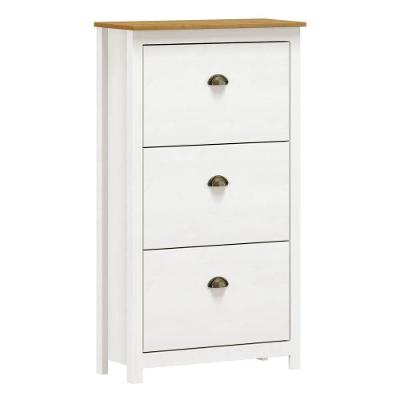 Sapateira De Madeira 3 Portas 70cm Estilo Americano Lázio F07 Branco-carvalho - Mpozenato