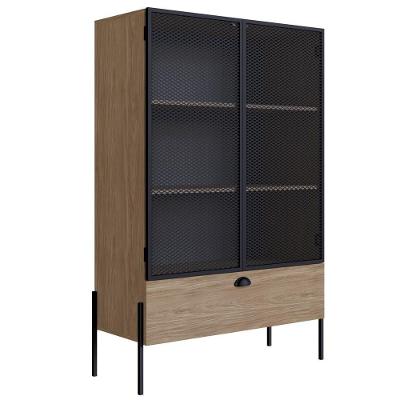 Cristaleira 2 Portas 1 Gaveta Pés Metálicos York Hanover-preto - Artesano