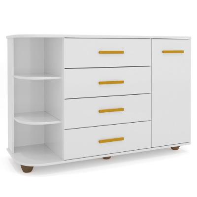 Cômoda Infantil Com Cantoneira E 4 Gavetas 100% Mdf New Lorena Branco - Phoenix