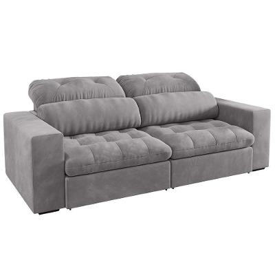 Sofá Retrátil E Reclinável 3 Lugares 200cm Viena A12 Suede Cinza - Mpozenato