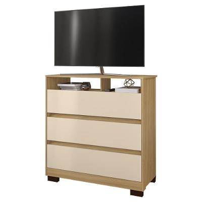 Cômoda Para Quarto 3 Gavetas 90cm Califórnia Carvalho-off White - Incorplac