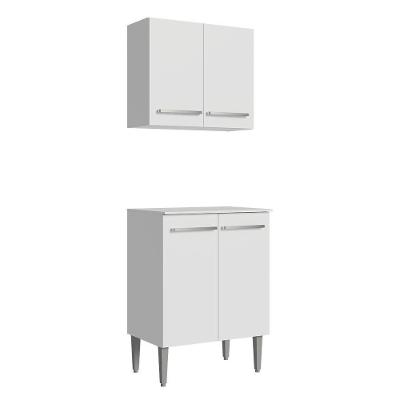 Kit Com Armário Aéreo E Balcão 64cm Madesa Emilly Branco