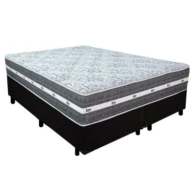 Cama Box Casal Bipartido Suede + Colchão Anjos Black Graphite Molas Ensacadas 138x188x64cm Cor:preto