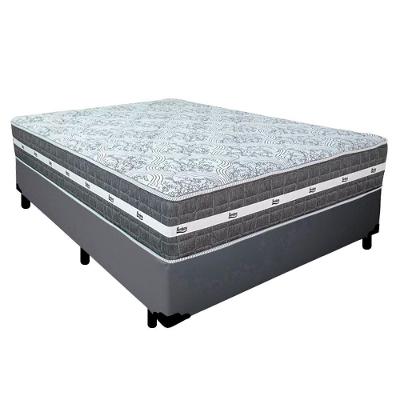 Cama Box Casal Sintético + Colchão Anjos Black Graphite Molas Ensacadas 138x188x64cm Cor:cinza