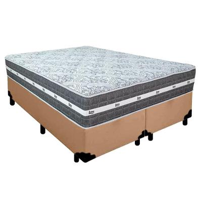 Cama Box Casal Bipartido Sintético + Colchão Anjos Black Graphite Molas Ensacadas 138x188x64cm Cor:bege