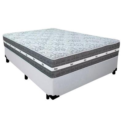 Cama Box Casal Sintético + Colchão Anjos Black Graphite Molas Ensacadas 138x188x64cm Cor:branco