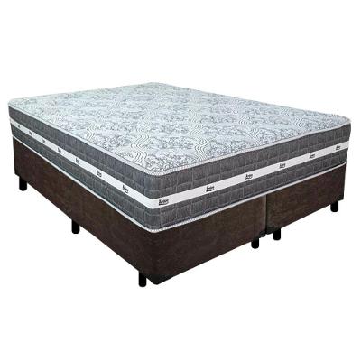 Cama Box Casal Bipartido Suede + Colchão Anjos Black Graphite Molas Ensacadas 138x188x64cm Cor:marrom