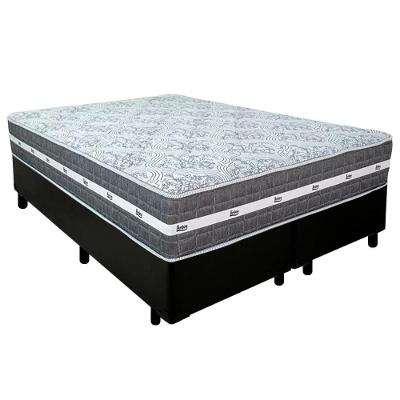 Cama Box Casal Bipartido Sintético + Colchão Anjos Black Graphite Molas Ensacadas 138x188x64cm Cor:preto