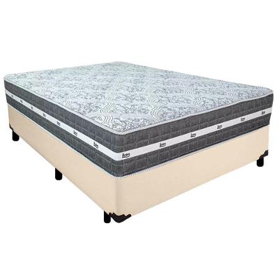 Cama Box Casal Sintético + Colchão Anjos Black Graphite Molas Ensacadas 138x188x64cm Cor:bege