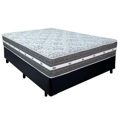 Cama Box Casal Sintético + Colchão Anjos Black Graphite Molas Ensacadas 138x188x64cm Preto