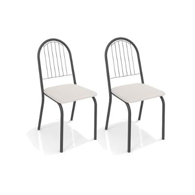 Cadeira Sala de Jantar Noruega 2C077PRF Kit 2 Un Preto Fosco/Courano Branco - Kappesberg