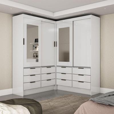 Closet Casal Sevilha 4pts Com Espelho 12gvts Carioca Móveis Branco