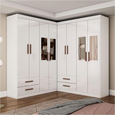 Closet Casal Duplo Lu 8 Portas 4 Gavetas Com Espelho Branco