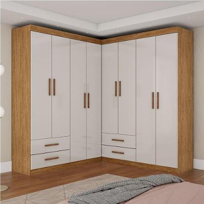 Closet Casal Duplo Lu 8 Portas 4 Gavetas Cinamomo Com Off White