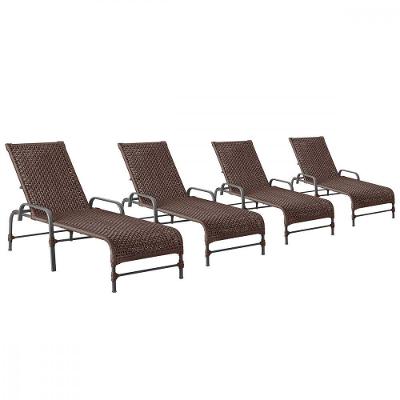 4 Espreguiçadeiras Reclinavel Catar Preto Corda Nautica Marrom