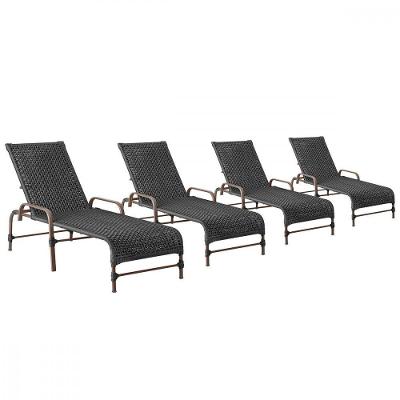 4 Espreguiçadeiras Reclinavel Catar Marrom Corda Nautica Preto