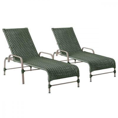 2 Espreguiçadeiras Reclinavel Catar Fendi Trama Original Verde
