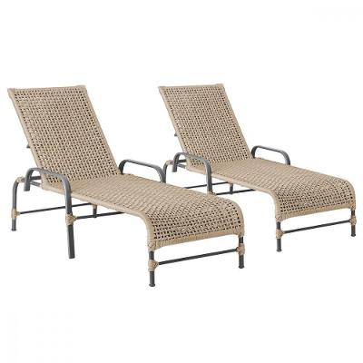 2 Espreguiçadeiras Reclinavel Catar Preto Corda Nautica Rami