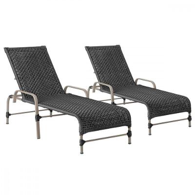 2 Espreguiçadeiras Reclinavel Catar Fendi Trama Original Preto
