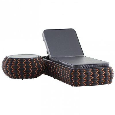 Espreguiçadeira E Mesa Tricô Náutico Piscina Alumínio Jardim Rami