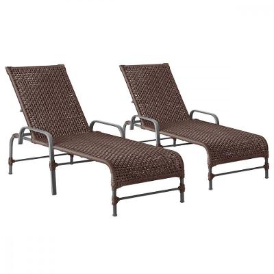 2 Espreguiçadeiras Reclinavel Catar Preto Corda Nautica Marrom