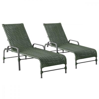 2 Espreguiçadeiras Reclinavel Catar Preto Corda Nautica Verde