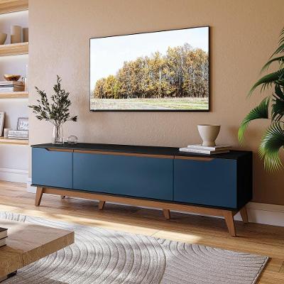 Rack Kappesberg 3 Portas Preto Fosco-azul Profundo 180cm