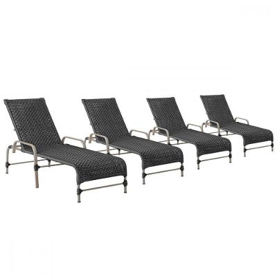 4 Espreguiçadeiras Reclinavel Catar Fendi Corda Nautica Preto