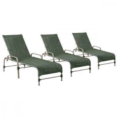3 Espreguiçadeiras Reclinavel Catar Fendi Corda Nautica Verde
