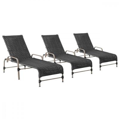 3 Espreguiçadeiras Reclinavel Catar Fendi Corda Nautica Preto