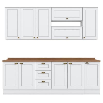 Cozinha Modulada 10 Pecas 240cm Ce792 Americana Henn Branco Nature