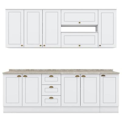 Cozinha Modulada 10 Pecas 240 Cm Ce792 Americana Henn Branco Calcare