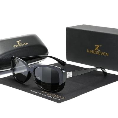 Óculos De Sol Feminino Da Moda Polarizados Uv400 Lente Luxo Casual Preto Fotocromático