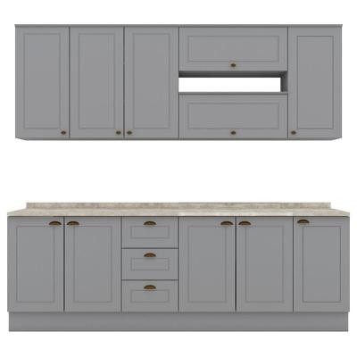 Cozinha Modulada 10 Pecas 240 Cm Ce792 Americana Henn Cinza Calcare