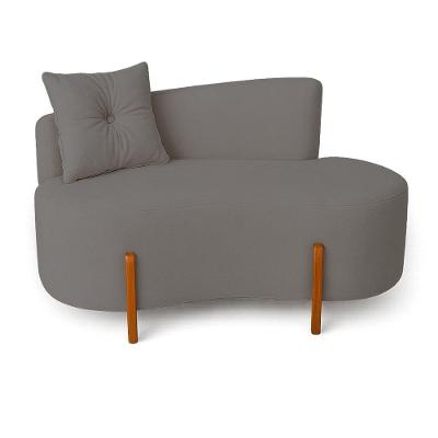 Sofá Orgânico Divã Veludo Com Pés De Madeira 7 Decor Cinza