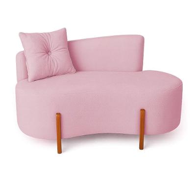 Sofá Orgânico Divã Veludo Com Pés De Madeira 7 Decor Rosê
