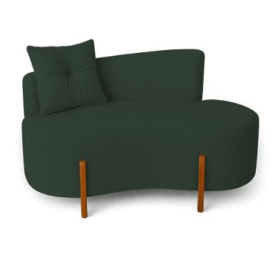 Sofá Orgânico Divã Veludo Com Pés De Madeira 7 Decor Verde Escuro