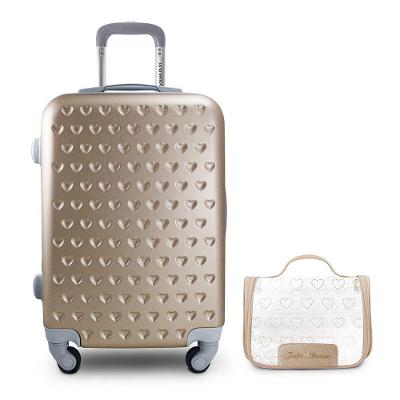Kit Mala De Bordo E Necessaire Transparente Love Dourado