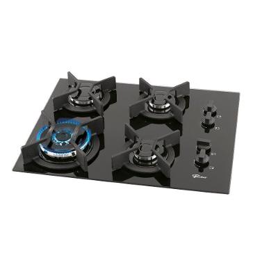 Cooktop Gás 4 Bocas Tripla Chama Mesa Vidro Infinity Fischer Preto Bivolt
