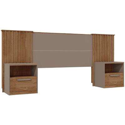 Cabeceira Casal-king Extensível Com 2 Mesas De Apoio Luck C01 Buriti-fendi - Mpozenato