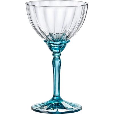 Jg 6pç Taça Coquetel Coupe Bormioli Rocco Florian Pé Azul Vidro 240ml 16x9x9cm