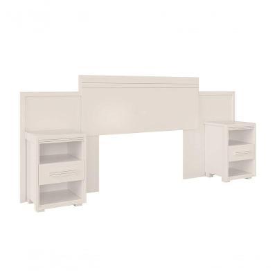 Cabeceira Ajustável Para Cama Box Com Criados Laterais Branco