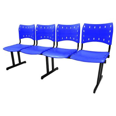 Cadeira Iso Pp Rp Longarina 4 Lugares Color Azul
