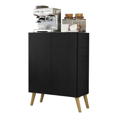 Aparador Buffet 2 Portas Retrô Veneza Multimóveis V3609 Preto/Natural Preto/Natural