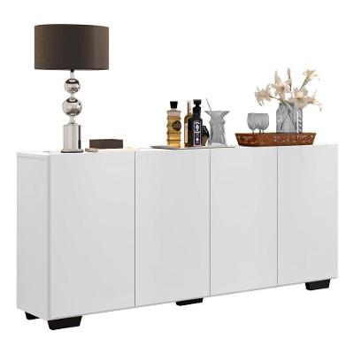 Aparador Buffet 4 Portas com Pés Quadrados Veneza Multimóveis Branco/preto