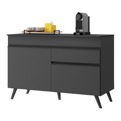 Balcão Cozinha 120cm 2 Portas 1 Gaveta Veneza Multimóveis V3680 Preto Preto