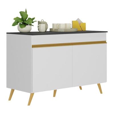 Balcão Cozinha Gabinete Pia 120cm 2 Portas Veneza Multimóveis V3738 Branco/dourado Branco/dourado