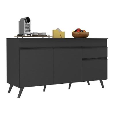 Balcão Cozinha Gabinete Pia 150Cm 3 Portas Mp3740.895 Preto